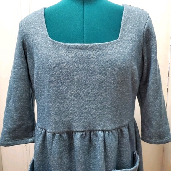 Loose Fitting Jersey Dress in Blue/Grey - Picture 2 of 5